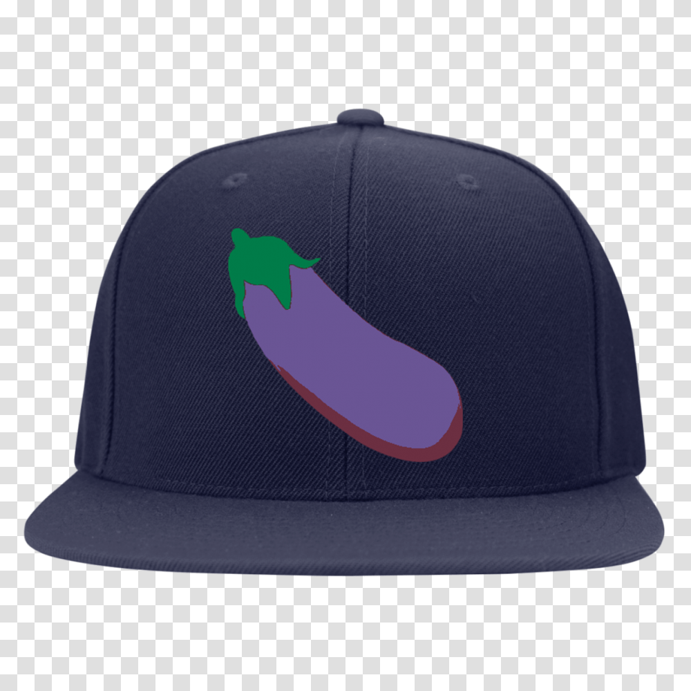 Eggplant Emoji Sport Tek Flat Bill High Profile Snapback Hat, Apparel, Baseball Cap Transparent Png
