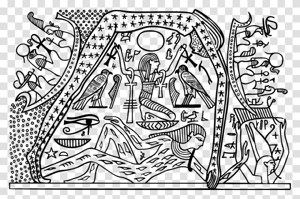 Egyptian Hieroglyphics History Seb Nut Heaven Geb And Nut, Gray, World Of Warcraft Transparent Png