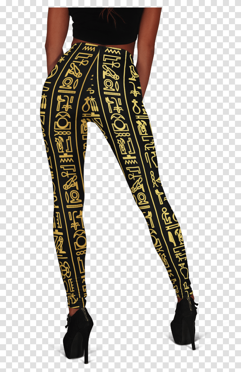 Egyptian Hieroglyphics Leggings 3 Ankh, Person, Strap, Clothing, Pants Transparent Png