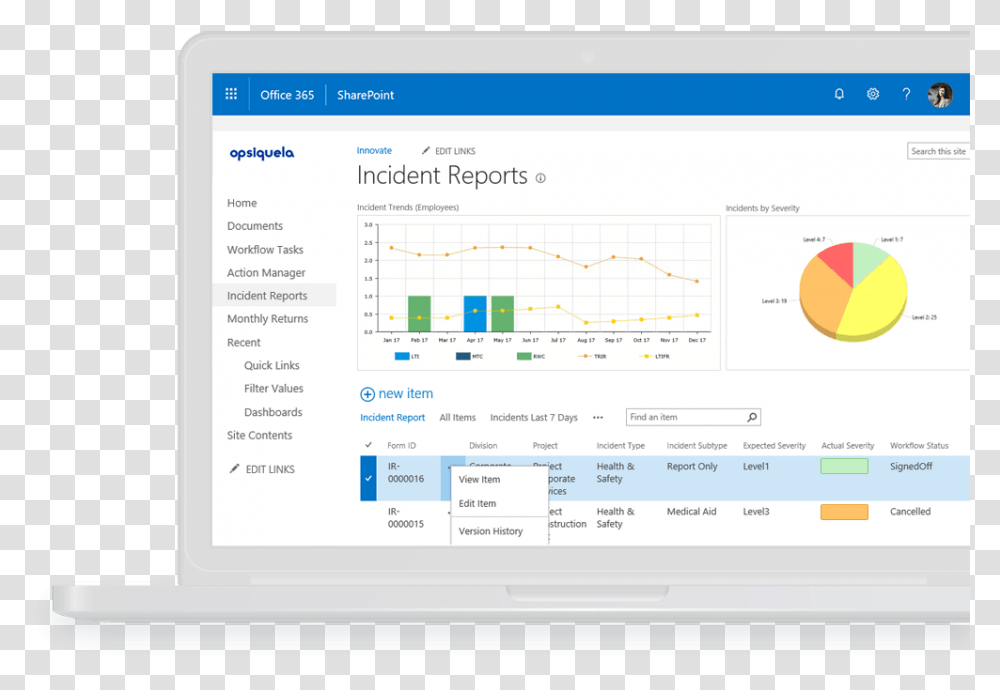 Ehs Incident Management Software Dashboard In Pro Sapien Incident Management In Sharepoint, Word, Page, Monitor Transparent Png