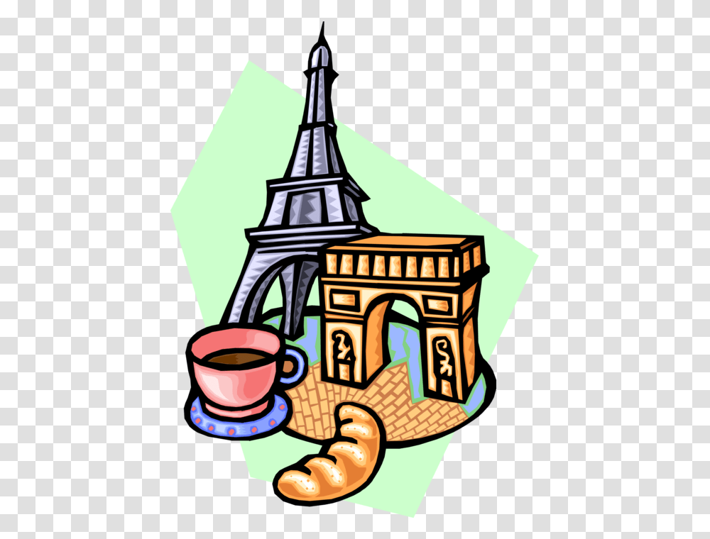 Eiffel Tower Arc De Triomphe Croissant, Coffee Cup, Beverage, Drink Transparent Png