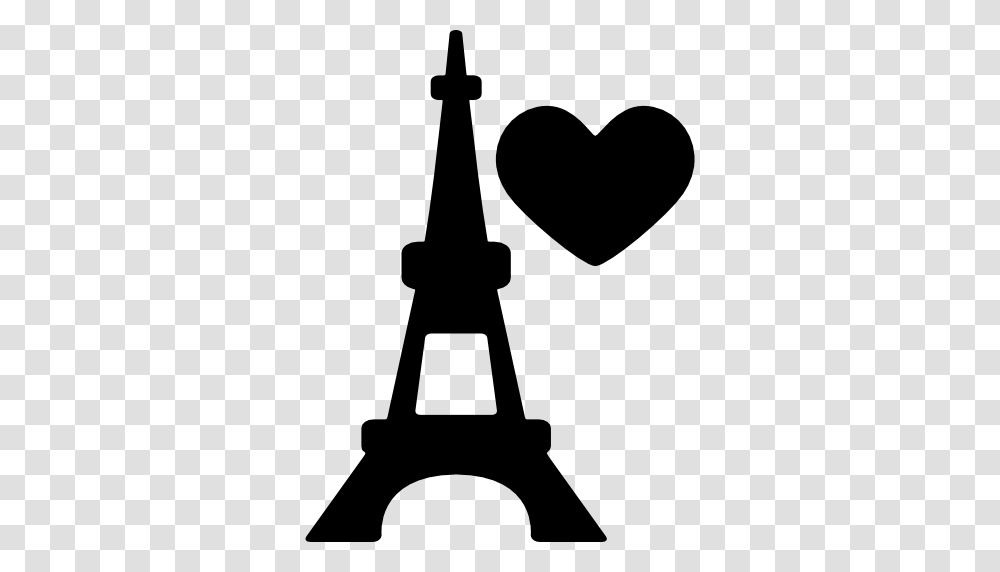 Eiffel Tower With Heart, Silhouette, Stencil, Lamp, Photography Transparent Png