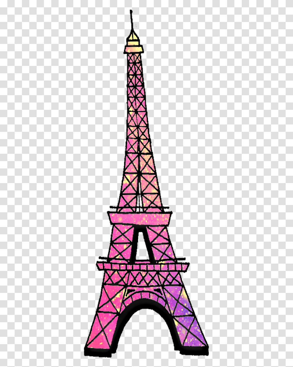 Eiffeltower Paris France Galaxy Space Tower Pink Eiffel Tower Stickers Pink, Architecture, Building, Cable, Power Lines Transparent Png