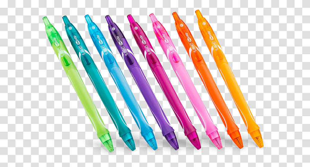 Eight Gelocity Pens Of Different Colors In A Row Gelocity Quick Dry 0.7 Colors, Toothbrush, Tool Transparent Png