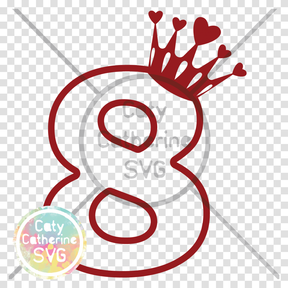 Eight Years Old Birthday Heart Crown Princess Svg Cut File Happy 2nd Birthday Svg, Graphics, Text, Label, Symbol Transparent Png