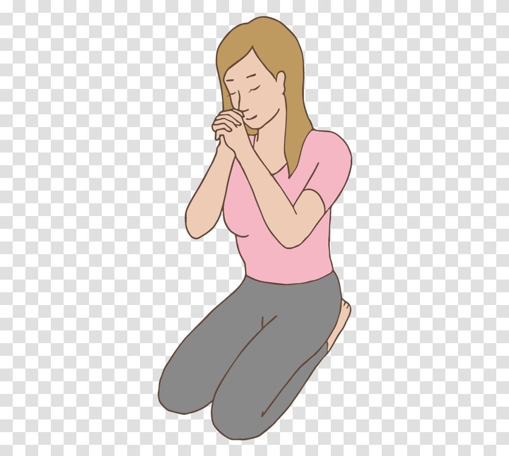 Eine Betende Frau Free Illust Net Cartoon, Person, Arm, Female Transparent Png