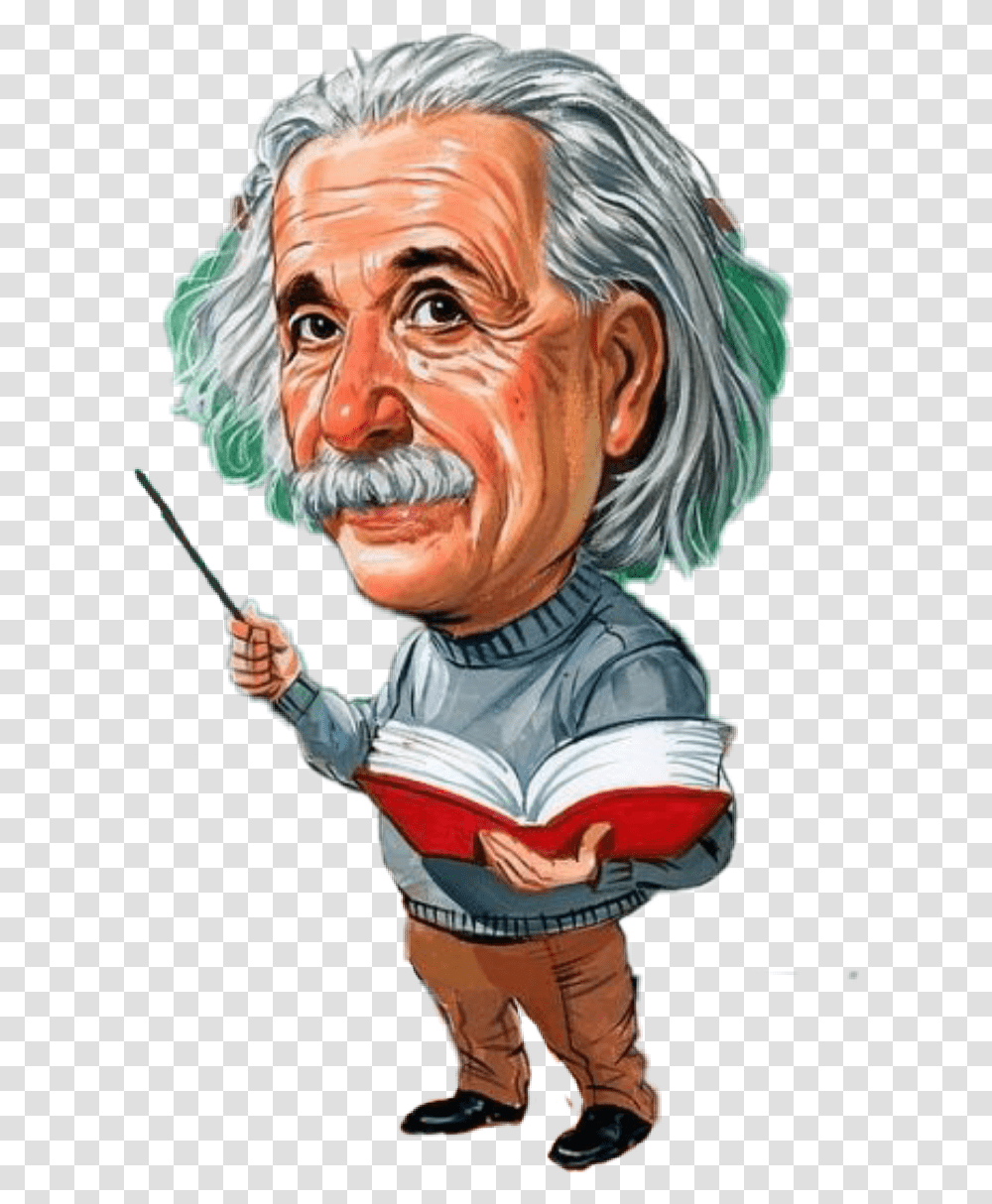 Einstein Cartoon Albert Einstein Cartoon, Person, Face, Portrait, Photography Transparent Png