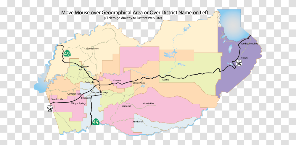 El Dorado County School District Boundaries Map With El Dorado Map Of Placerville Area, Diagram, Plot, Atlas, Vegetation Transparent Png