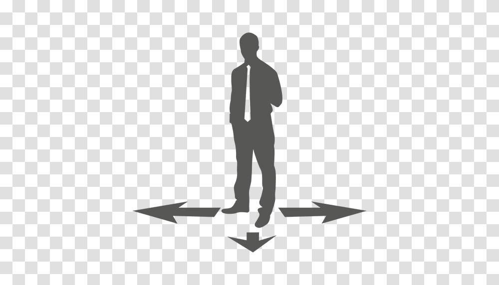 El Hombre De Negocios De Pie Flecha De, Standing, Person, Silhouette, Kneeling Transparent Png