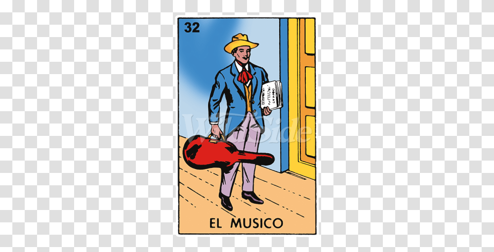 El Musico Loteria The Wild Side, Person, Hat, Performer Transparent Png