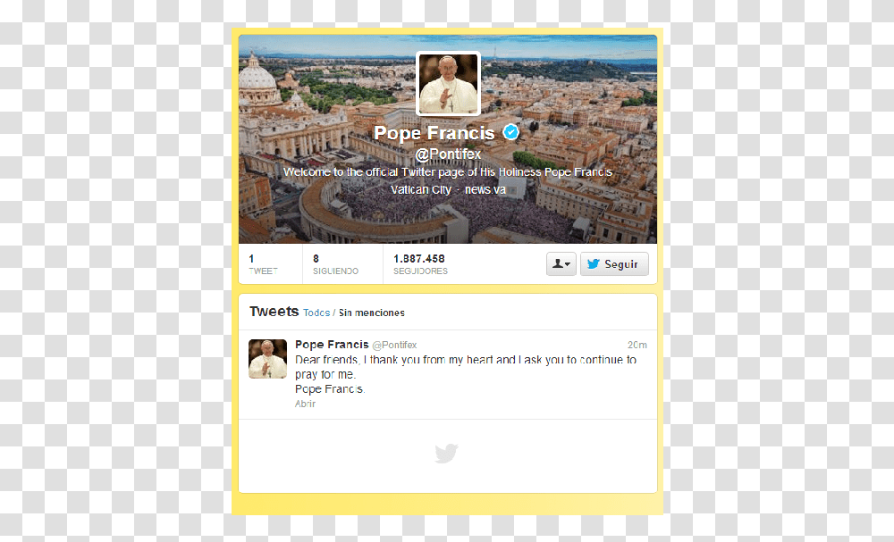 El Primer Tweet Del Papa Francisco Pontifex Twitter, Person, Building, Architecture Transparent Png