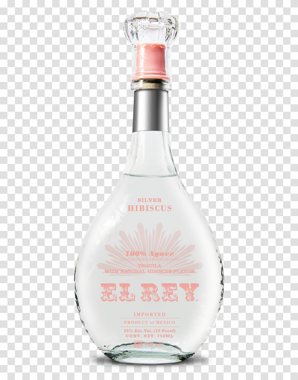 El Rey Silver Hibiscus Tequila Glass Bottle, Liquor, Alcohol, Beverage, Drink Transparent Png