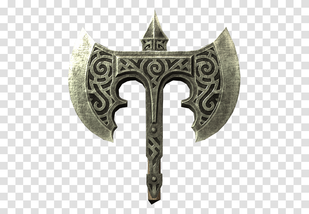 Elder Scrolls Skyrim Broken Steel Battle Axe Battle Axe Axe, Tool, Cross, Bronze Transparent Png