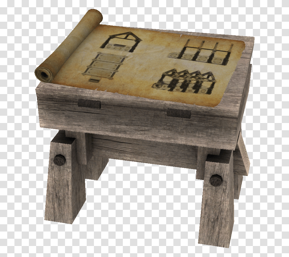 Elder Scrolls Skyrim Drafting Table, Tabletop, Furniture, Wood, Plywood Transparent Png