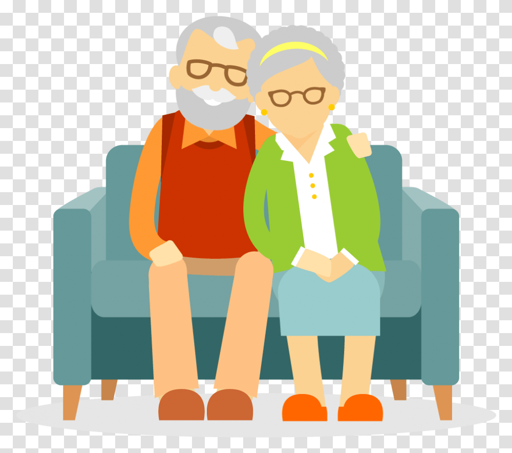 Elderly People Clipart Activities, Sitting, Person, Human, Furniture Transparent Png