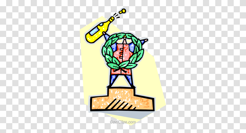 Elebrating A Win With Champagne Bottle Royalty Free Vector Clip, Statue, Sculpture, Trophy Transparent Png