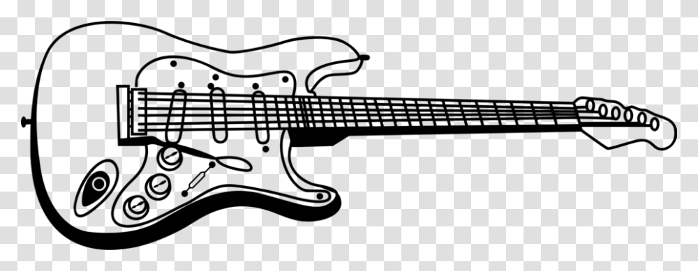 Electric Guitar Clipart Black And White Download Bass Guitar Clipart Black And White, Gray Transparent Png