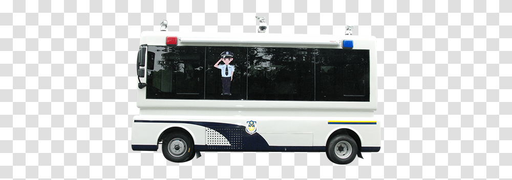 Electric Mobile Police Car Using For The Daily Work Of Police Bus, Person, Human, Vehicle, Transportation Transparent Png