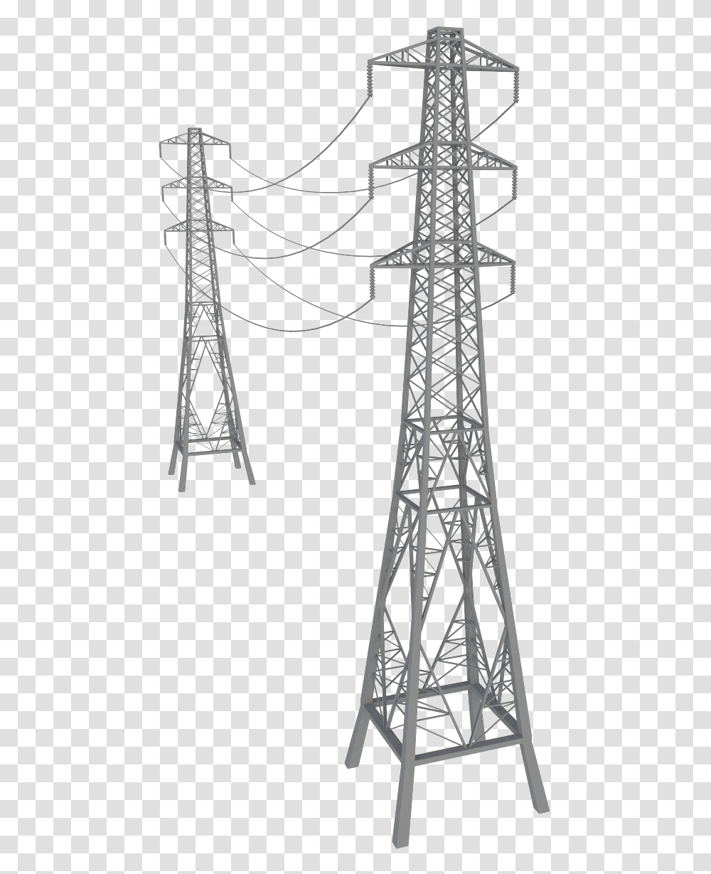 Electric Power Transmission High Electricity Overhead Transmission Tower 3d Model, Cross, Lamp Transparent Png