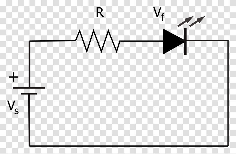 Electrical Circuit Diagram Showing An Led And Resistor Led Resistor Circuit, Cross, Gray, Outdoors Transparent Png