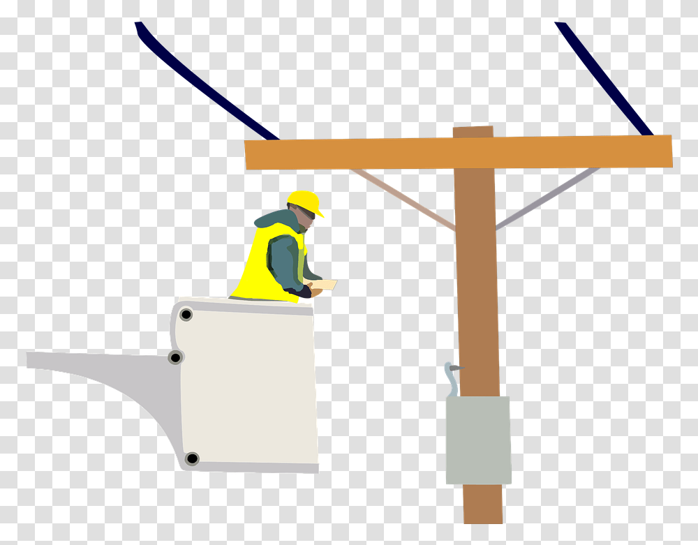 Electrician Power Lines Worker Cartoon Power Lines, Person, Human, Utility Pole Transparent Png
