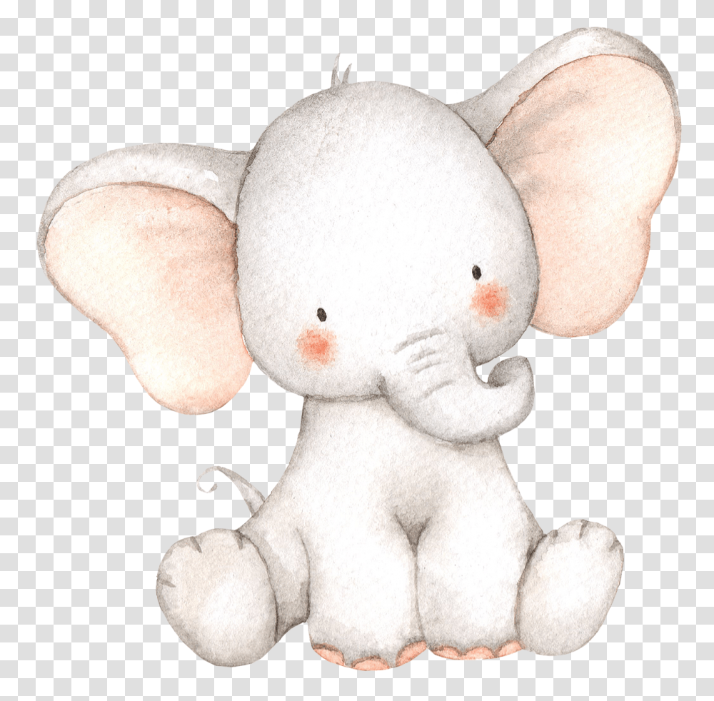 Elefante Watercolor Cute Elephant Stuffed Toy, Plush, Doll, Figurine Transparent Png