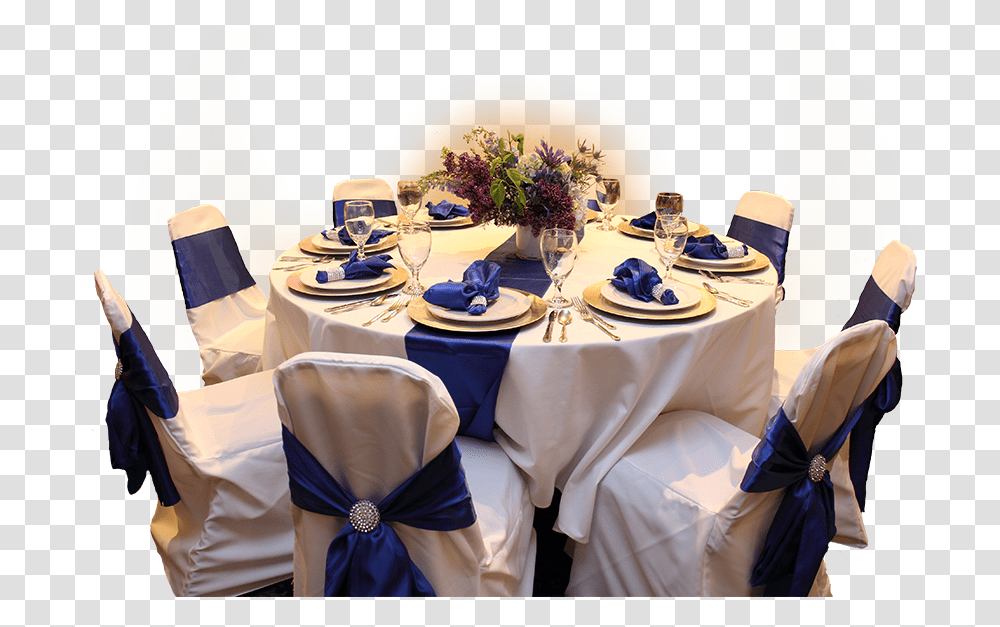 Elegant Blue Table Decor Wedding Table Cloth, Tablecloth, Chair, Furniture, Home Decor Transparent Png