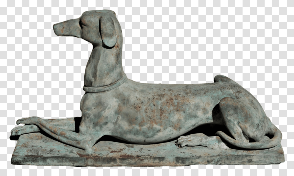 Elegant Cast And Patinated Garden Hound Or Whippet Statue, Figurine, Bronze, Sculpture Transparent Png