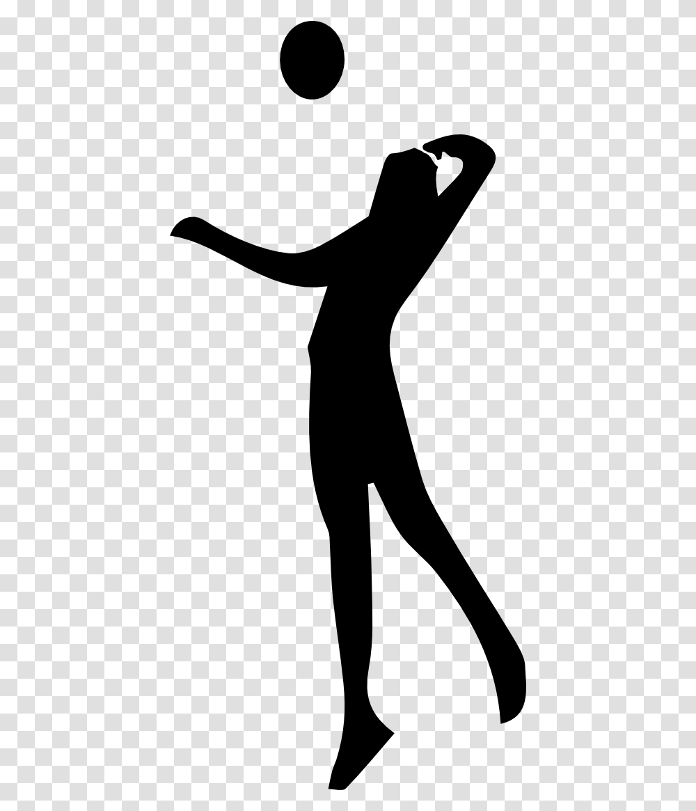 Elegant Of Volleyball Player Clipart Black And White Letters Format, Silhouette, Person, Leisure Activities, Dance Pose Transparent Png