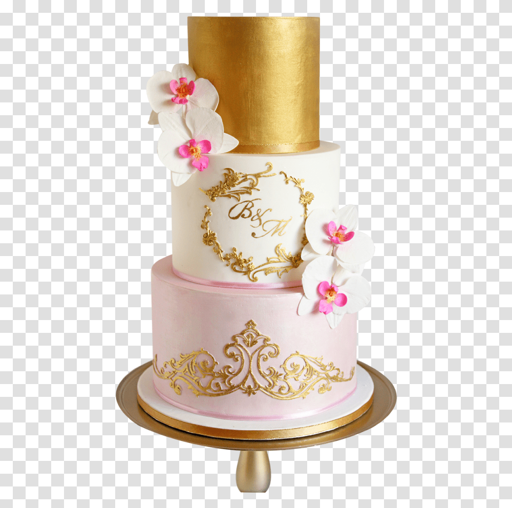 Elegant Pink And Gold Cake, Dessert, Food, Wedding Cake, Birthday Cake Transparent Png