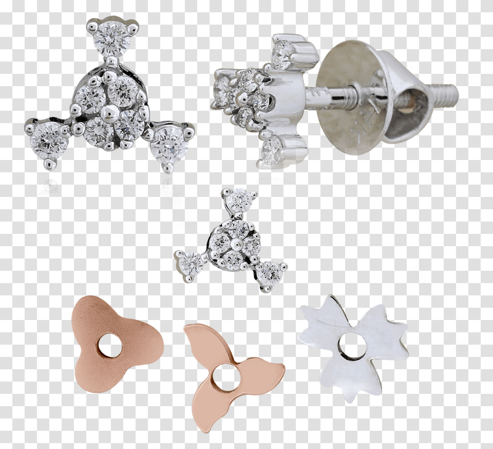 Elegant Platinum Diamond Nose Pin Earrings, Accessories, Accessory, Jewelry, Gemstone Transparent Png