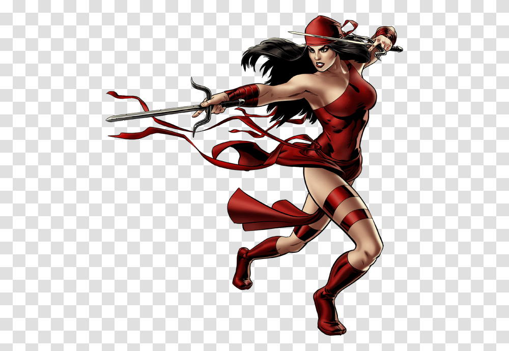 Elektra Right Portrait Art Elektra Marvel, Person, Duel, Ninja, Weapon Transparent Png