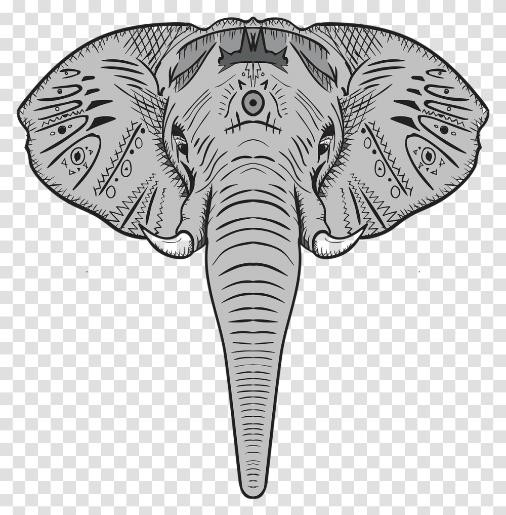 Elephant Animal Wildlife Head Dibujo De Cabeza De Elefante, Mammal, Zebra, Invertebrate, Insect Transparent Png