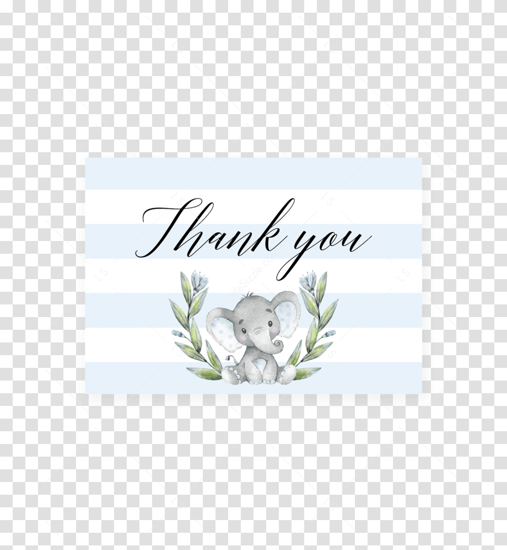 Elephant Baby Shower Thank You Cards By Littlesizzle Greeting Card, Label, Plant, Flower Transparent Png
