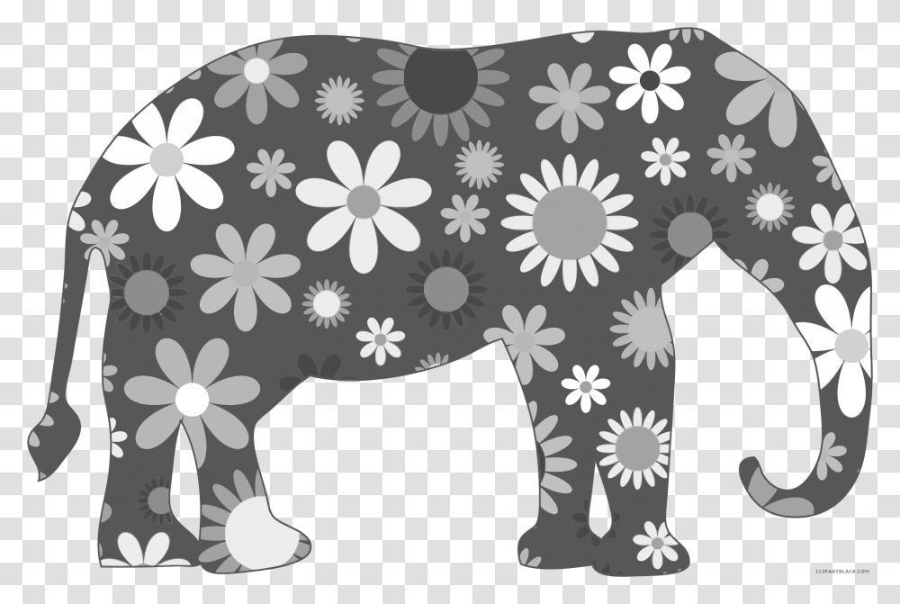 Elephant Clipart Black And White Wallpaper, Tablecloth, Rug, Pattern, Stencil Transparent Png