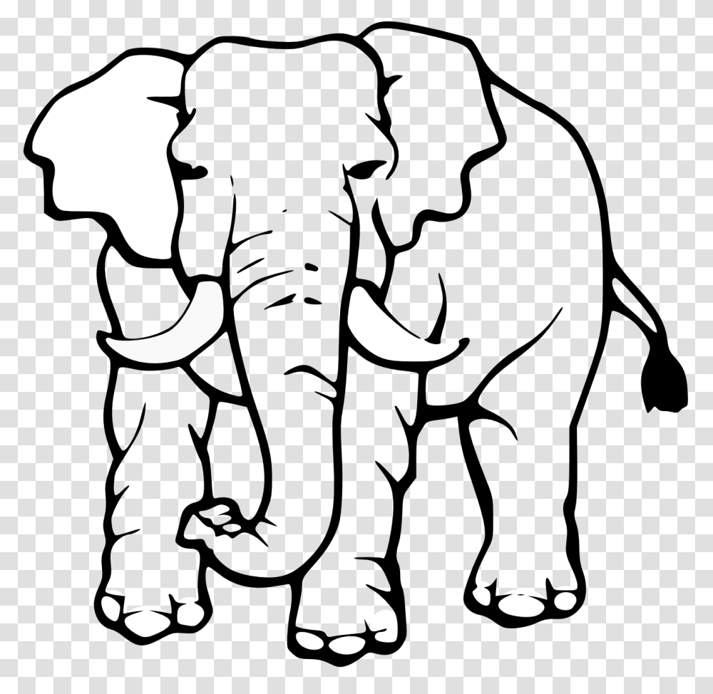 Elephant Clipart Black And White, Wildlife, Mammal, Animal Transparent Png