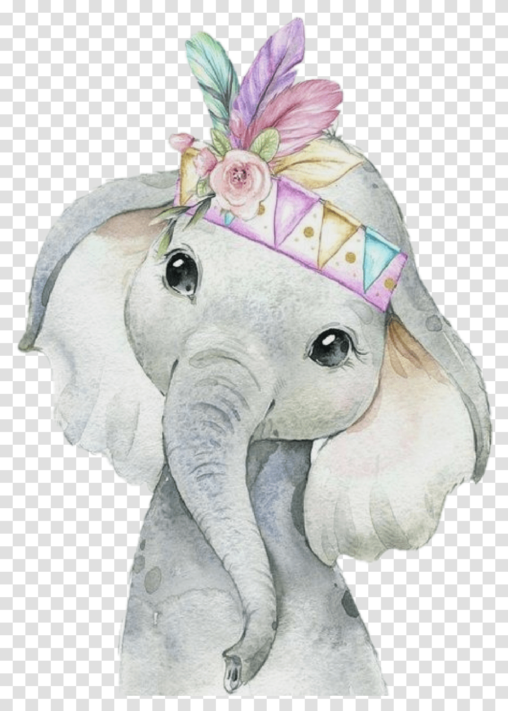 Elephant Colorful Cute Baby Animals Watercolor Elephant, Mammal, Wildlife, Figurine Transparent Png