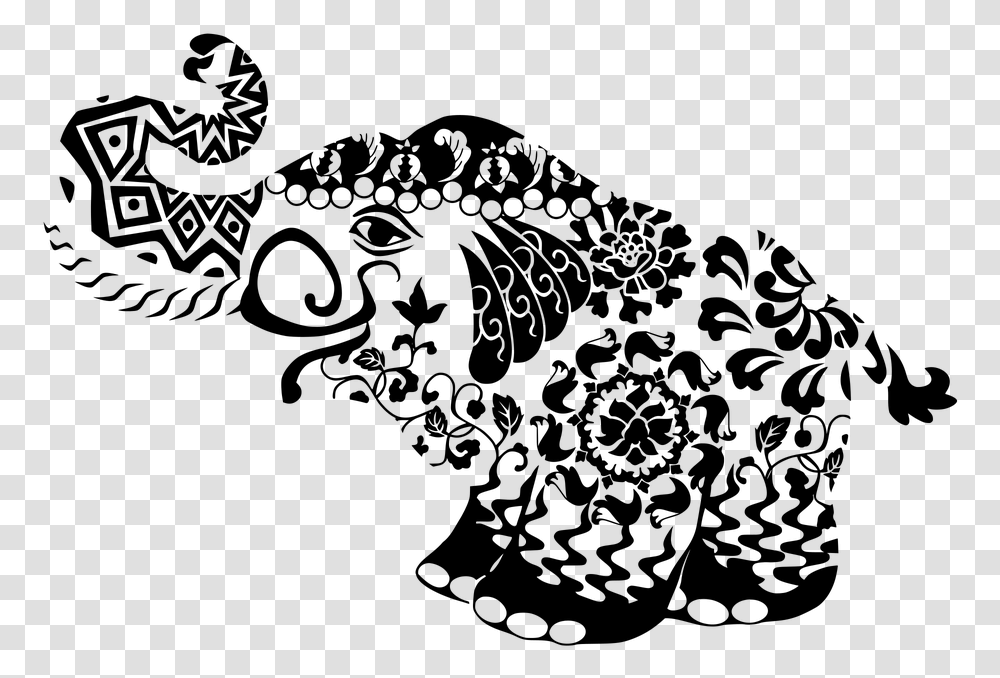 Elephant Decoration Design Scrollwork Design, Gray, World Of Warcraft Transparent Png