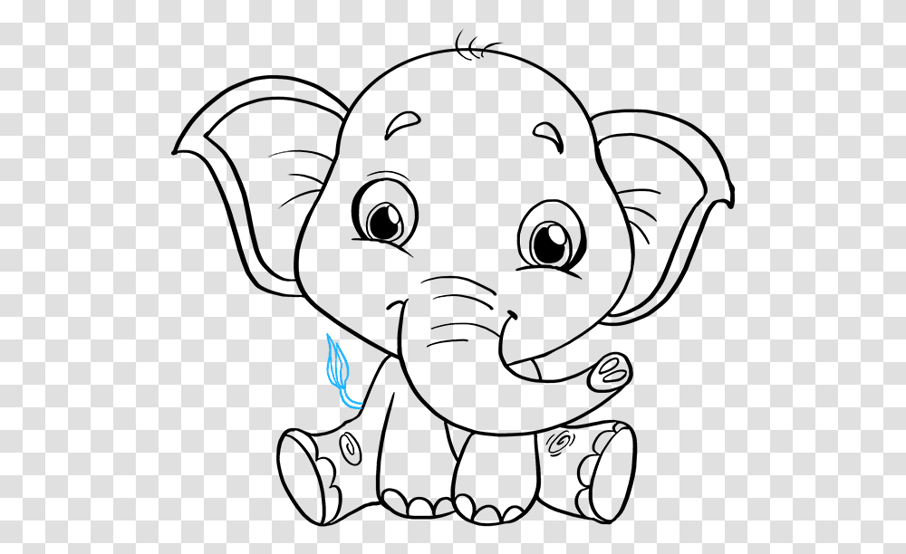 Elephant Drawing Baby Elephant Cartoon Black And White, Outdoors, Nature, Moon, Outer Space Transparent Png