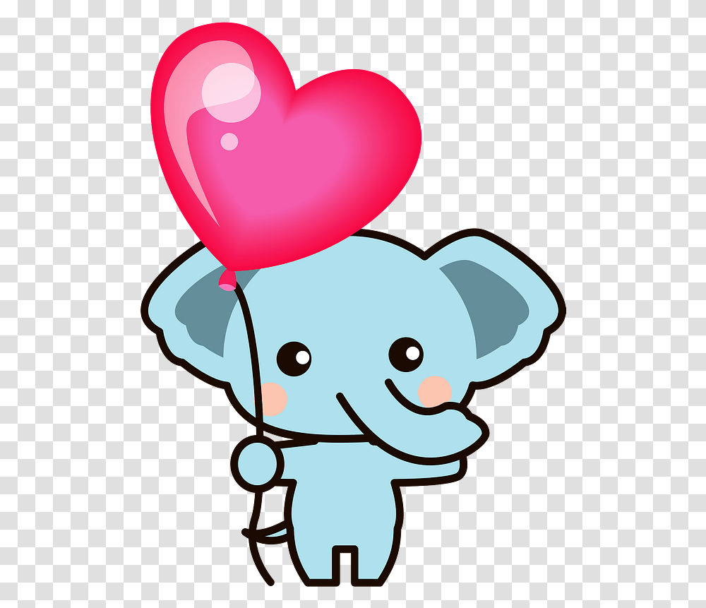 Elephant Is With Heart Shaped Balloon Clipart Free Download Luftballons Clipart Transparent Png