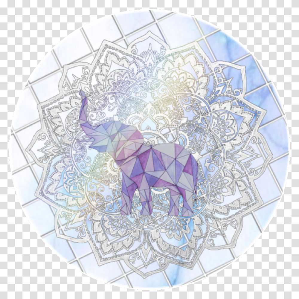 Elephant Mandala Blue Purple Geometric Picsart Mandala Overlay, Porcelain, Rug, Drawing, Doodle Transparent Png