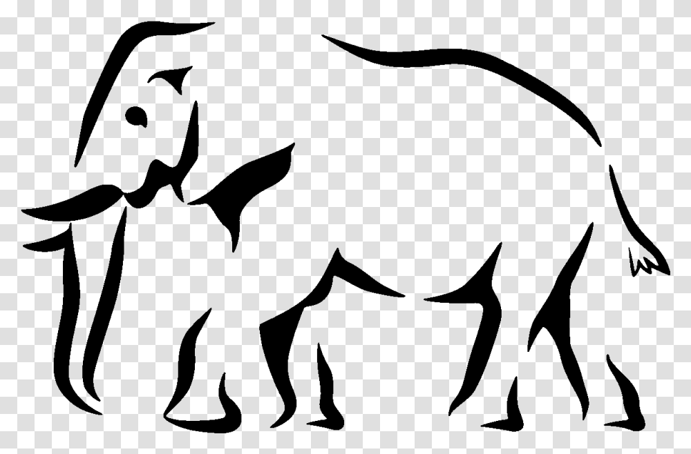Elephant Silhouette Stencil Big Five Animals Black And White, Gray, World Of Warcraft Transparent Png