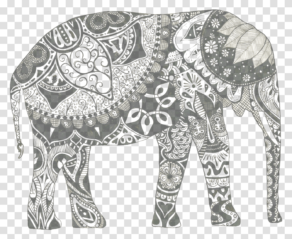 Elephant Tumblr Elephant With Design Inside, Pattern, Paisley, Rug, Accessories Transparent Png