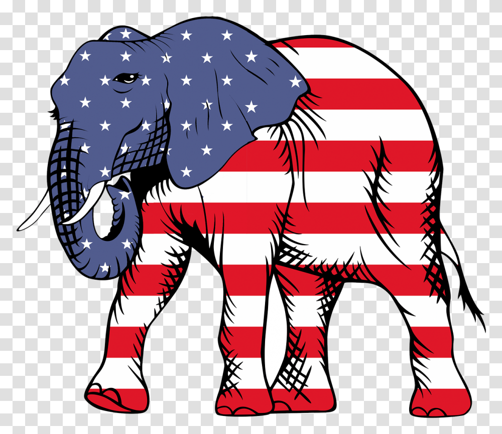 Elephant With American Flag, Mammal, Animal, Wildlife, Person Transparent Png