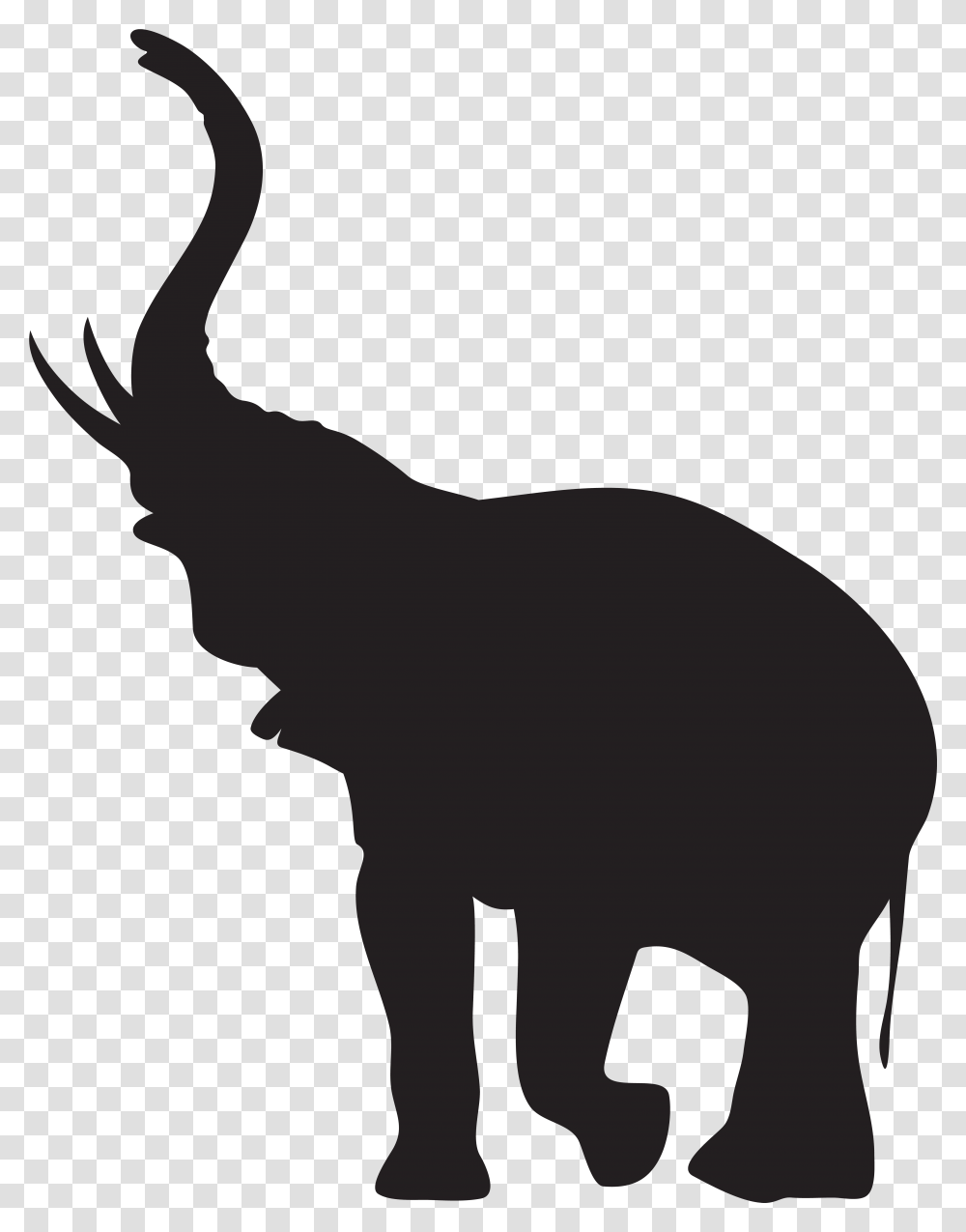 Elephant With Trunk Raised Silhouette Clip, Animal, Mammal, Dinosaur, Reptile Transparent Png