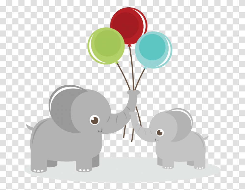 Elephants Holding Balloons Svg Elephant With Balloons Clipart Transparent Png