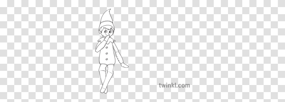 Elf Black And White Elf On The Shelf, Performer, Person, Human, Clown Transparent Png