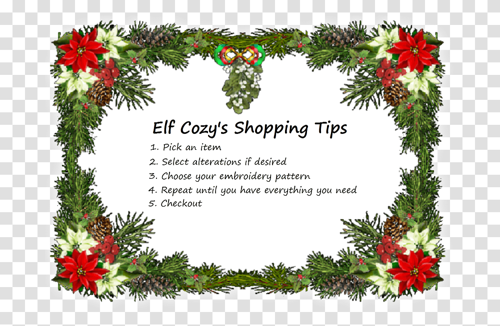 Elf Cozy S Shopping Tips Christmas Border For Cards, Tree, Plant, Conifer, Christmas Tree Transparent Png