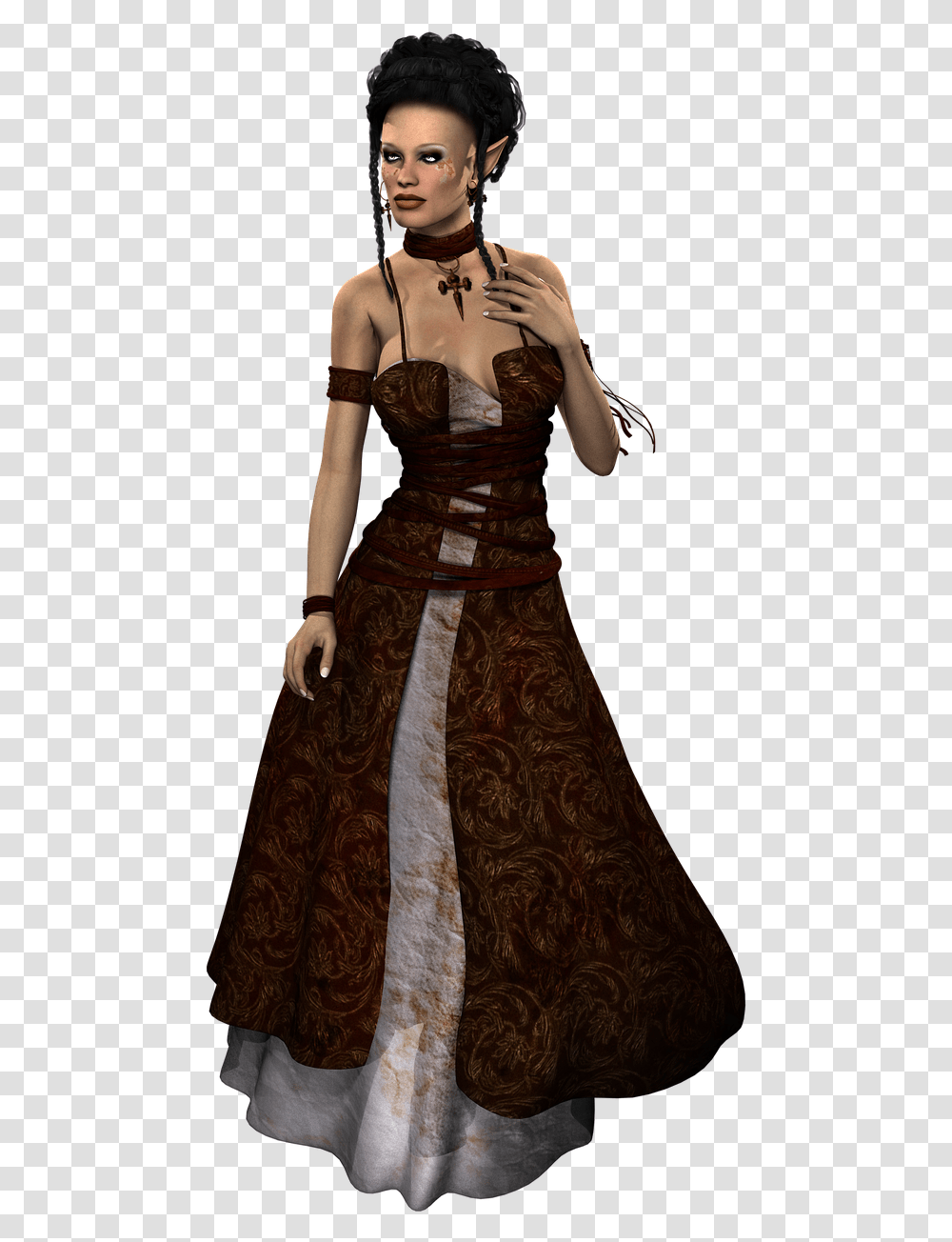 Elf Ears Gown, Dress, Female, Person Transparent Png