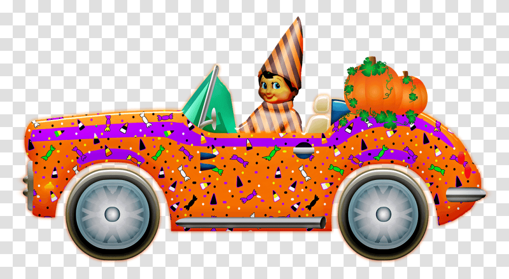 Elf In A Shelf Halloween Car Clipart Free Download, Tire, Car Wheel, Machine, Vehicle Transparent Png